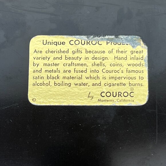 Vintage Couroc Monterey MCM Inlaid Brass Teak Wood Bamboo Rectangle Serving Tray - Picture 14 of 16